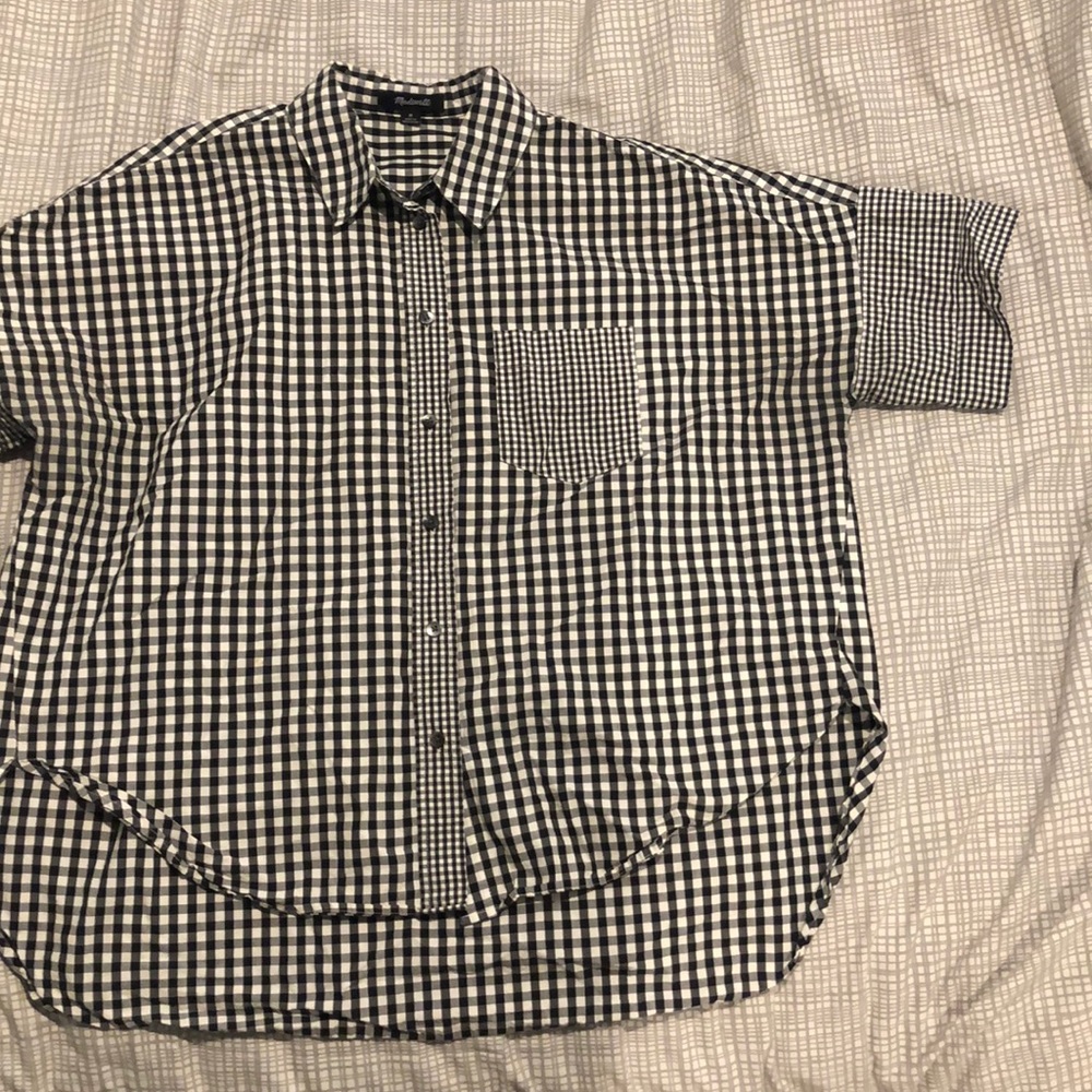 Mixed gingham boxy button down MADEWELL